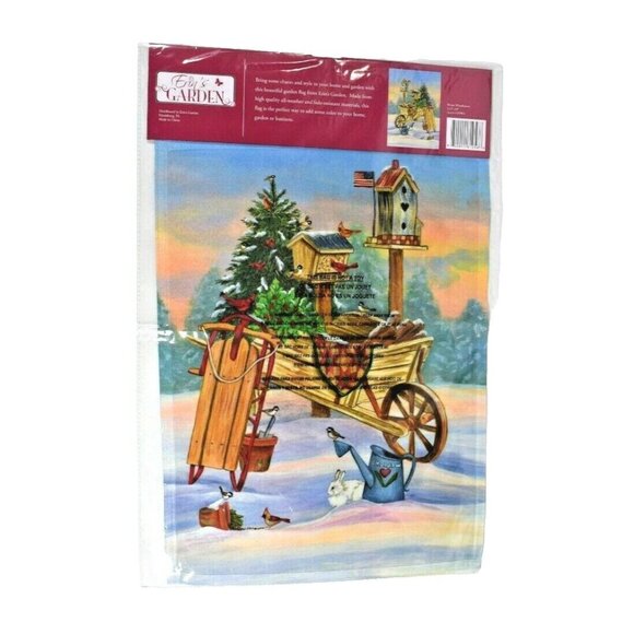 Erins Garden Winter Wheelbarrow Decorative Garden Flag 12.5 x 18 inch New - Picture 3 of 4
